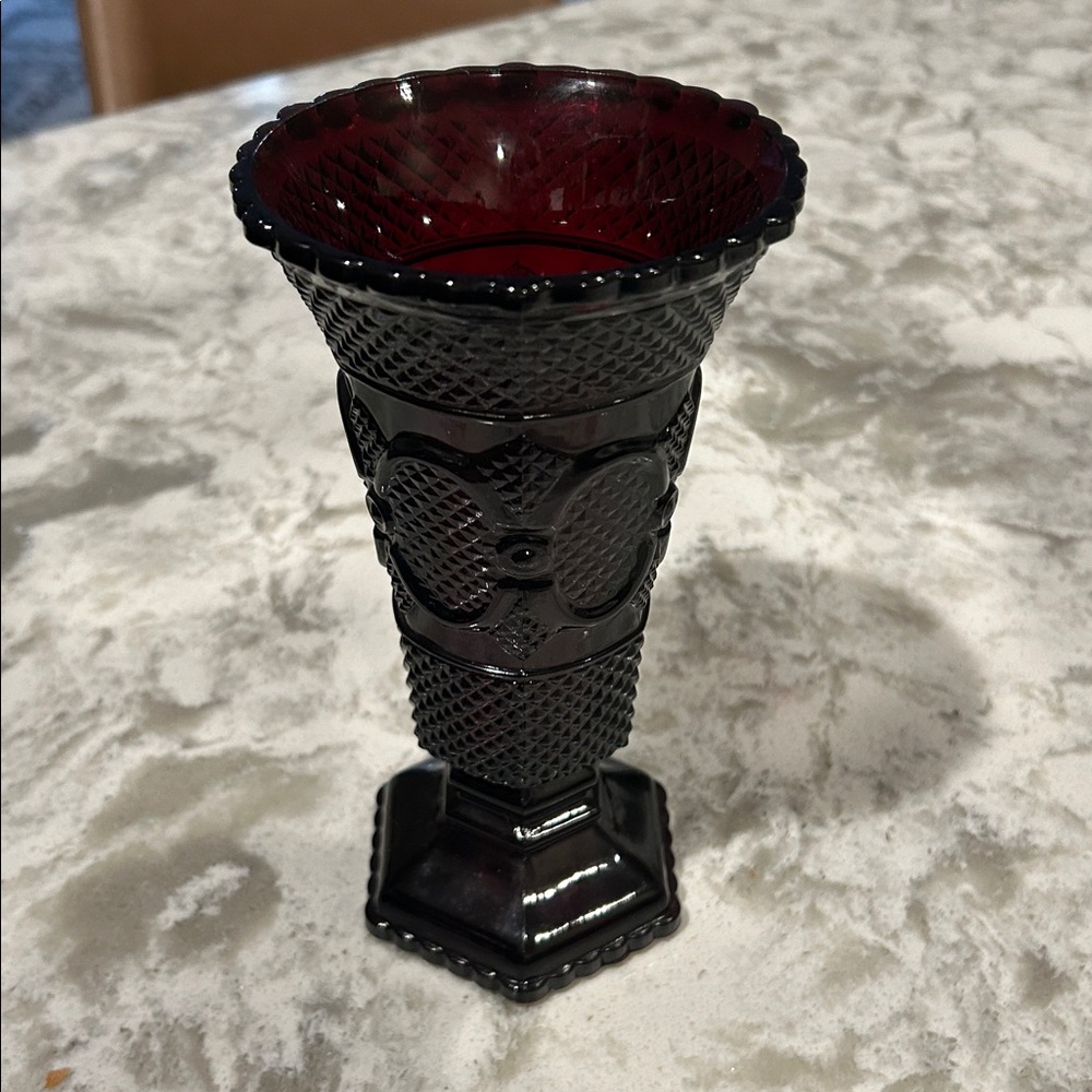 Elegant Ruby Red Avon Glass Vase